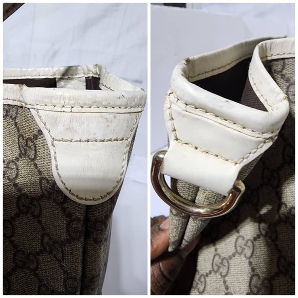 Authentic GUCCI GG Coated Canvas Joy Medium Tote Bag Beige/White - Picture 10 of 16